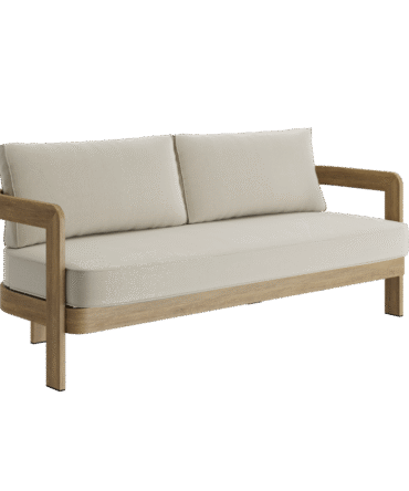 N3 Oak Three Seater Sofa Sand Canvas